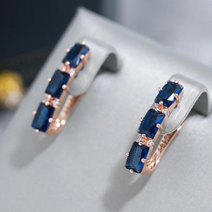 Blue/Green/Pink Zircon Drop Earrings 585 Rose