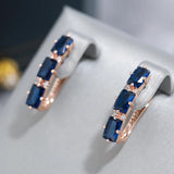 Blue/Green/Pink Zircon Drop Earrings 585 Rose