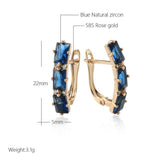 Blue/Green/Pink Zircon Drop Earrings 585 Rose