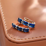 Blue/Green/Pink Zircon Drop Earrings 585 Rose