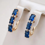 Blue/Green/Pink Zircon Drop Earrings 585 Rose