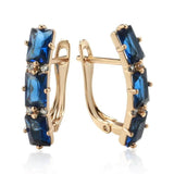 Blue/Green/Pink Zircon Drop Earrings 585 Rose