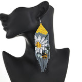 Bohemia Sunflower Tassel Bead Earrings Hand Knitting