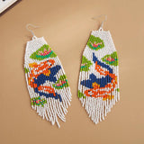 Bohemia Sunflower Tassel Bead Earrings Hand Knitting