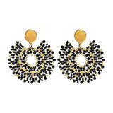 Rice Bead Earrings Sunflower Retro Boho Hollow Beaded Earrings