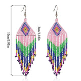 Bohemian Colorful Beaded Earrings Multicolour Hook Jewelry