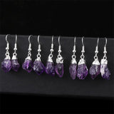 Raw Amethyst Quartz Chakra Purple Crystal Earrings for Women