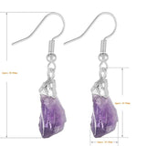 Raw Amethyst Quartz Chakra Purple Crystal Earrings for Women