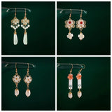 Shell Flower Stone Hanfu Earrings for Women