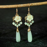 Shell Flower Stone Hanfu Earrings for Women
