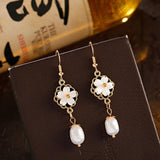 Shell Flower Stone Hanfu Earrings for Women