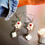 Shell Flower Stone Hanfu Earrings for Women