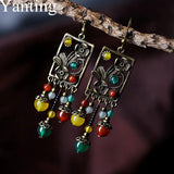 Flower Ethnic Statement Earrings Natural Stone Boho Earring Brincos