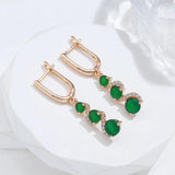 Rose Emerald Long Drop Earrings Retro Wedding Jewelry