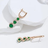 Rose Emerald Long Drop Earrings Retro Wedding Jewelry