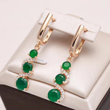 Rose Emerald Long Drop Earrings Retro Wedding Jewelry