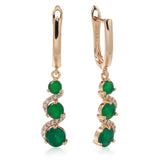 Rose Emerald Long Drop Earrings Retro Wedding Jewelry