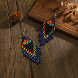 Rainbow Beaded Earrings Hand Woven Gradient Bohemia Alloy Female