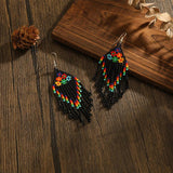 Rainbow Beaded Earrings Hand Woven Gradient Bohemia Alloy Female