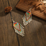 Rainbow Beaded Earrings Hand Woven Gradient Bohemia Alloy Female