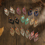 Rainbow Beaded Earrings Hand Woven Gradient Bohemia Alloy Female