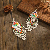 Rainbow Beaded Earrings Hand Woven Gradient Bohemia Alloy Female