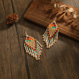 Rainbow Beaded Earrings Hand Woven Gradient Bohemia Alloy Female