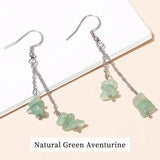 Amethyst Crystal Gravel Stainless Steel Drop Earrings
