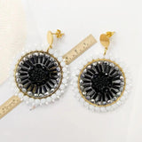 Bohemia Beaded Earrings Crystal Hand Knitting Roundness Long Pipe