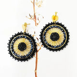 Bohemia Beaded Earrings Crystal Hand Knitting Roundness Long Pipe