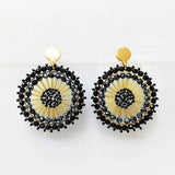 Bohemia Beaded Earrings Crystal Hand Knitting Roundness Long Pipe