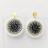 Bohemia Beaded Earrings Crystal Hand Knitting Roundness Long Pipe