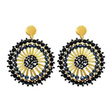 Bohemia Beaded Earrings Crystal Hand Knitting Roundness Long Pipe