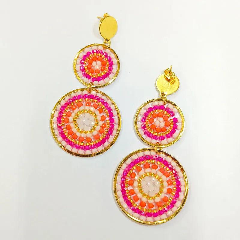 Bohemia Multilayer Beaded Earrings Hand Knitting Alloy