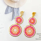 Bohemia Multilayer Beaded Earrings Hand Knitting Alloy