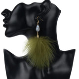 Bohemian Bead Wedding Earrings with Turkey Feathers