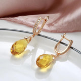 Geometric Cut Citrine Zircon Earrings for Women