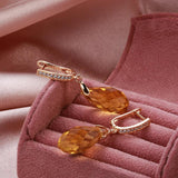 Geometric Cut Citrine Zircon Earrings for Women