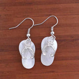 Silver Plated Abalone Shell Agate Slipper Earrings Women Jewelry