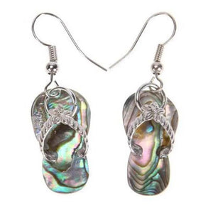 Silver Plated Abalone Shell Agate Slipper Earrings Women Jewelry