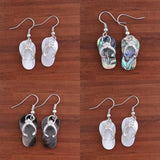 Silver Plated Abalone Shell Agate Slipper Earrings Women Jewelry