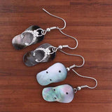 Silver Plated Abalone Shell Agate Slipper Earrings Women Jewelry