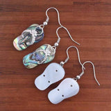 Silver Plated Abalone Shell Agate Slipper Earrings Women Jewelry