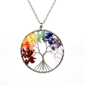 Chakra Tree Of Life Pendulum Crystal Earrings For Women