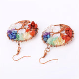 Chakra Tree Of Life Pendulum Crystal Earrings For Women