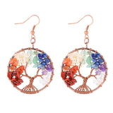 Chakra Tree Of Life Pendulum Crystal Earrings For Women