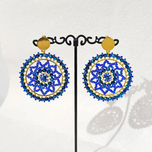 Bohemia Alloy Beaded Earrings Crystal Weave Dream Web Hand Knitting Roundness