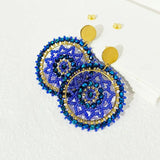 Bohemia Alloy Beaded Earrings Crystal Weave Dream Web Hand Knitting Roundness