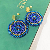 Bohemia Alloy Beaded Earrings Crystal Weave Dream Web Hand Knitting Roundness