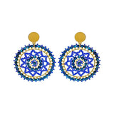 Bohemia Alloy Beaded Earrings Crystal Weave Dream Web Hand Knitting Roundness